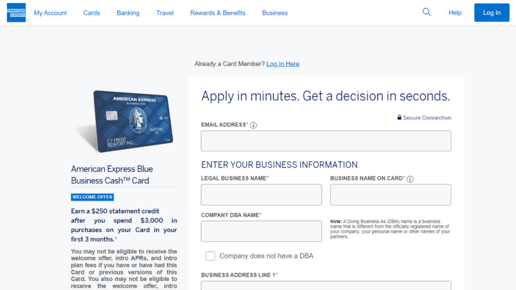 apply for American Express Blue Business Cash™ Card