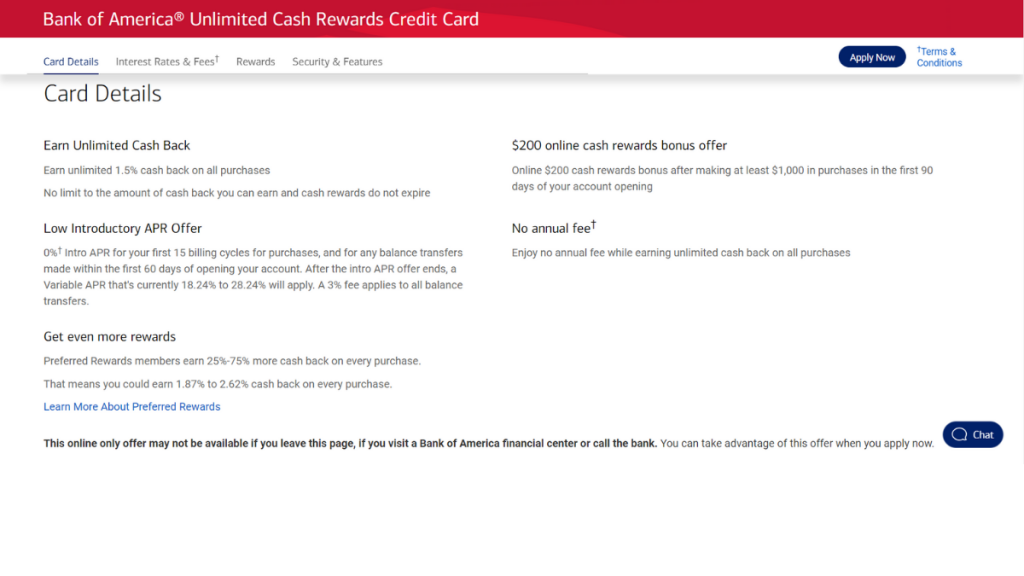 Bank of America® Unlimited Cash Rewards Credit Card