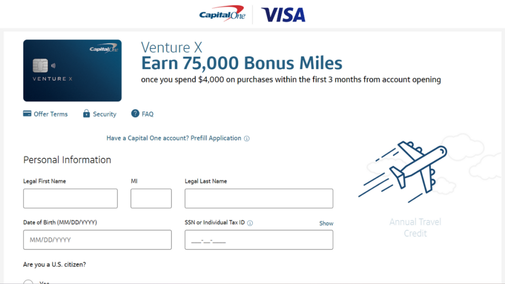 apply for Capital One Venture X Credit Card